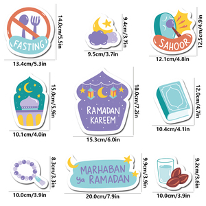 Set di 9 Magneti per Frigorifero del Ramadan, 9 Design Carini a <span class=keywords><strong>Tema</strong></span> Islamico per il Fasting, Suhoor, Iftar, Ramadan Kareem, Marhaban Ya Ramadan, Musulmano - Product Image 2