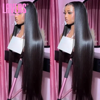 Perruque Lace Front HD Cheveux Humains Brésiliens Bruts, Densité 250, 40 Pouces, Ondulation Profonde, Lace Front 13x4, Kinky Straight, Jerry Curl, Ondulation Naturelle