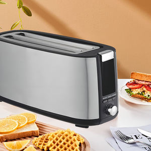 <span class=keywords><strong>Tostadora</strong></span> <span class=keywords><strong>Doble</strong></span>, Máquina para Hacer Sándwiches Panini, 4 Rebanadas, Ranura <span class=keywords><strong>Larga</strong></span>, Multifunción, Moderna y Compacta, de Acero Inoxidable - Product Image 4