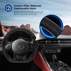 Volante de Fibra de Carbono Real para Toyota GR Supra 2019-<span class=keywords><strong>2022</strong></span>, Volante Deportivo en Forma de D con Cuero Nappa Perforado y Base Plana - Product Image 4