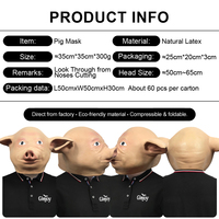Masque de tête de cochon en latex mignon en gros, masque d'animal réaliste pour déguisement, accessoires de blague pour fête d'Halloween, personnalisable