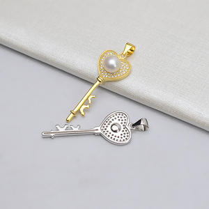 Wenchi Colgante de Plata S925 con Forma de Corazón para 6-7 Perlas, Accesorios DIY Sencillos para Colgar, Componentes de Joyería con Soporte Vacío - Product Image 2