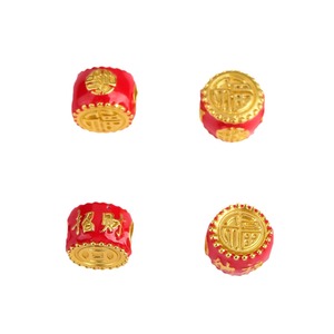 Traditional Cloisonne Enamel Double Sided Drum Beads <b>Red</b> Gold Lucky Charm DIY Jewelry Accessories For <b>Bracelets</b> Necklaces - Product Image 4