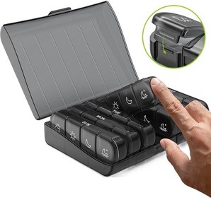 Nbbluesky xách tay 7 Ngày 28 khoang hộp thuốc màu đen hộp đựng thuốc hàng tuần Hộp Đựng Thuốc Du Lịch dung tích lớn - Product Image 5