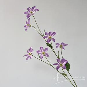 Bouquet de fleurs artificielles en soie Huashengkai, clematis, haute simulation, décoration pour mariage et maison - Product Image 1