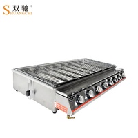 Barbecue au gaz GPL 8 brûleurs en acier inoxydable, grande machine à rôtir la viande et les brochettes pour usage extérieur
