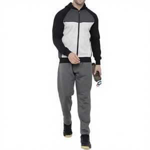 Chándal Deportivo para Hombre con Bloques de Color, Sudadera con Capucha y Cremallera Completa, con Bolsillos Laterales, Gris, Negro, Blanco, Ropa Casual de Invierno, 100% Algodón - Product Image 5