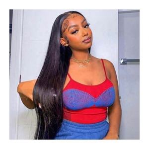 Perruque frontale brésilienne lisse pour femmes noires, 13x4, dentelle transparente, cheveux humains, ondulation lisse, couleur blonde - Product Image 1