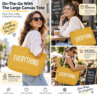 Sac fourre-tout en toile jaune naturel JC BASIC avec poignée, fond structuré en tissu épais, réutilisable, cadeau d'entreprise, marque privée, OEM ODM