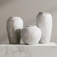 Set Vas Terakota Rustic Gaya Farmhouse, Kerajinan Tangan Artisan, Vas Bunga, Dekorasi Rumah Wabi-sabi untuk Hiasan Meja