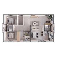 Maison préfabriquée extensible de 40 pieds, duplex, 2 chambres avec salle de bain