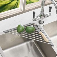 Égouttoir à vaisselle triangulaire pliable en acier inoxydable, passoire enroulable portable, séchoir à fruits et légumes, égouttoir d'évier de cuisine