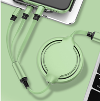 Câble de données télescopique Macaron 3 en 1 adapté au câble de charge IP type-c Android USB Type C 3 en 1