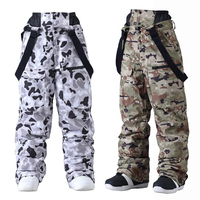 Nouveaux pantalons de snowboard camouflage pour hommes et femmes, bretelles, pantalons de ski, coupe-vent, imperméables, chauds, pantalons de neige pour couple, protection de la taille