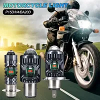 Ampoule de phare de moto LED super lumineuse H4 P43T HS1 H6 BA20D P15D avec lentille de projecteur avant, feux de jour (DRL) rouge et bleu, yeux de démon, faisceau haut et bas