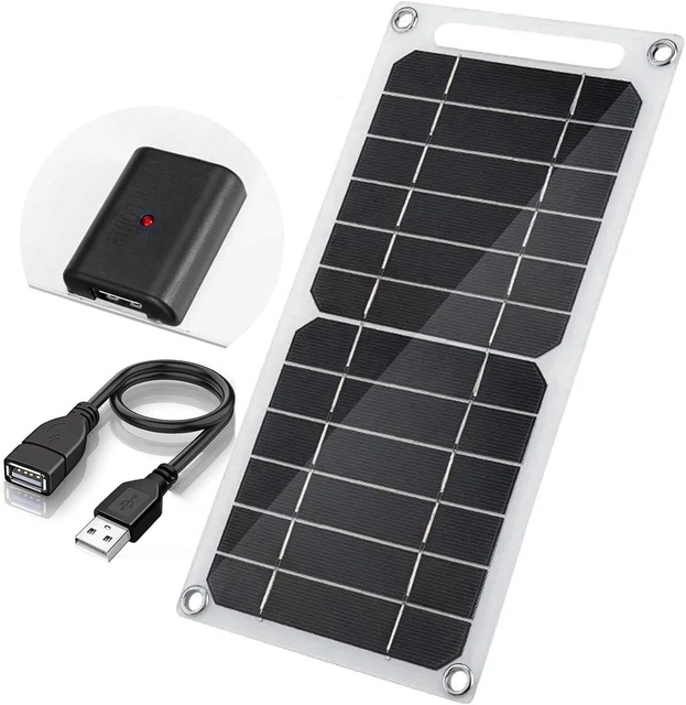 Portable 5 Volt 6v 6Watt High Efficiency Mono Flexible Solar Panel Charger USB Cable for Cellphone Camera Fan Camping Lantern