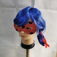 Wig Cosplay Marinette Ladybug Biru Tua Kuncir Ganda Anime Kostum Pesta Halloween Wig OEM Tersedia