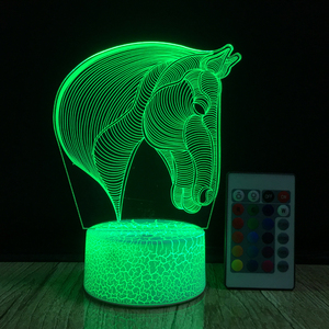 Đèn LED Ban Đêm 3D Illusion Đèn Horse Head Shape 7 Màu Sắc Thay Đổi Bé Phòng Ngủ Đèn Ngủ - Product Image 4