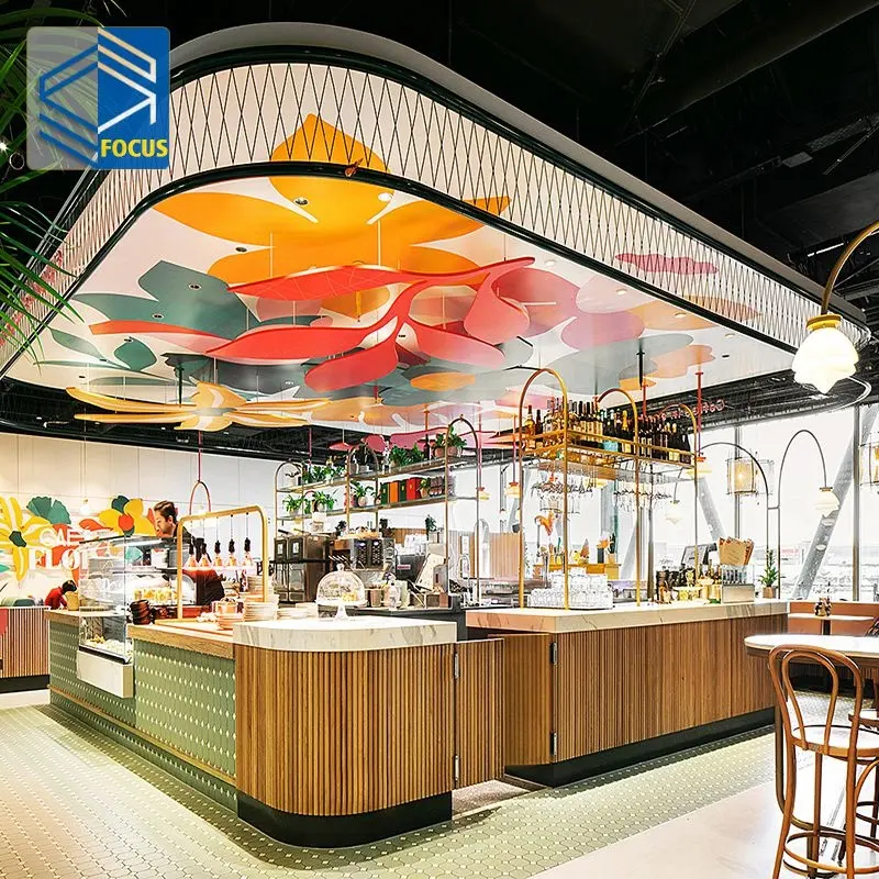 Mostrador de Bar de café de madera MDF, moderno y creativo, venta de Mini centro comercial, quiosco de café de diseño