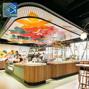MDF 木现代创意木咖啡酒吧柜台展示销售购物商场迷你咖啡商店亭设计咖啡亭