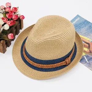 High Quality Summer Striped Straw Hat Adults Anti-Ultraviolet Woven Paper Custom Logo-Wholesale Daily Casual Party Outdoor