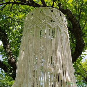 Pantalla de Lámpara de Macramé de Algodón Lavable Hecha a Mano, Estilo Boho, Cubierta de Lámpara Colgante Tejida para Decoración de Dormitorio de Lujo, de Vietnam - Product Image 1