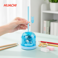 Taille-crayon électrique automatique HUACHI pour enfants, motif dessin animé mignon, en plastique, à rouleaux, fonctionnant sur piles, pour étudiants