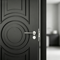 Porte battante intérieure en bois massif noir sculpté et embossé de luxe, pour villa, chambre à coucher, maison