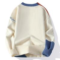 Pull-over pour homme, coupe ample, col rond, tricoté, décontracté, avec motif, style printemps, chaud, confortable, manches longues