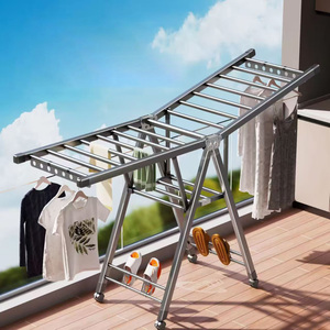 D5474 Portable Collapsible <strong>Clothing</strong> Hanger Heavy Duty 3-Tier Clothes <strong>Drying</strong> Rack with Wheels Foldable Metal Laundry <strong>Stand</strong> - Product Image 4