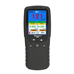 Monitor de calidad del aire de mano Analizador de gas TVOC de formaldehído con pantalla LCD Sensor láser PM2.5 Detector de gas multifunción negro