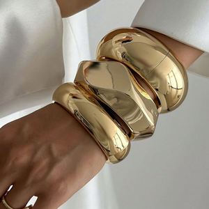 Unisex Women's Vintage Punk Style Alloy Gold Plated Geometric Hip Hop <b>Bangles</b> Bracelets Jewelry Fashion Wedding - Product Image 1