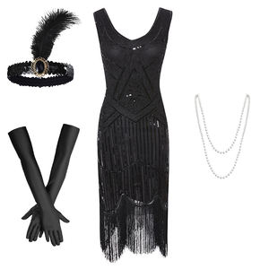 여성 1920 년대 플래퍼 드레스 프린지 스팽글 위대한 개츠비 원피스 20 대 액세서리 로잉 20 대 의상 - Product Image 2