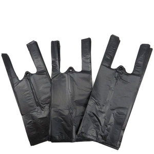 MU Wholesale Reusable PE Black Plastic Thank You T Shirt Shopping <b>Bag</b> for Retail Store - Product Image 1