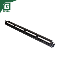 GETEKnet Rak Jaringan 19 Inci 1U 24-Port RJ45 Cat6a UTP Tray Manajemen Kabel Panel Patch Bersertifikasi ETL CE Komponen Telekomunikasi
