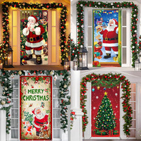 Penutup Pintu Natal Kartun Santa Rusa Kutub Permadani Poliester Dapat Digunakan Kembali Ramah Lingkungan Latar Belakang Foto Dekorasi Rumah Pesta Liburan