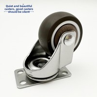 Roulette pivotante plate silencieuse de 1,5 pouce pour meubles, draisienne, lit d'enfant, skateboard, fixation étroite