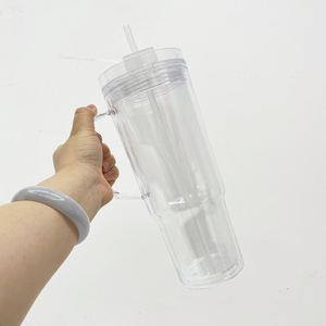 Custom LogoClear Custom 40Oz Double Wall <b>Plastic</b> <b>Cup</b> Handle Kids Acrylic 40 Oz Snow Globe Tumbler With Pre Drilled Hole - Product Image 4