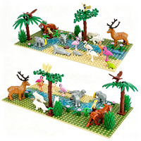 Jungle des Dix Mille Bêtes Meilu High Animal Tiger Jouet de construction à petites particules pour enfants, modèle éléphant