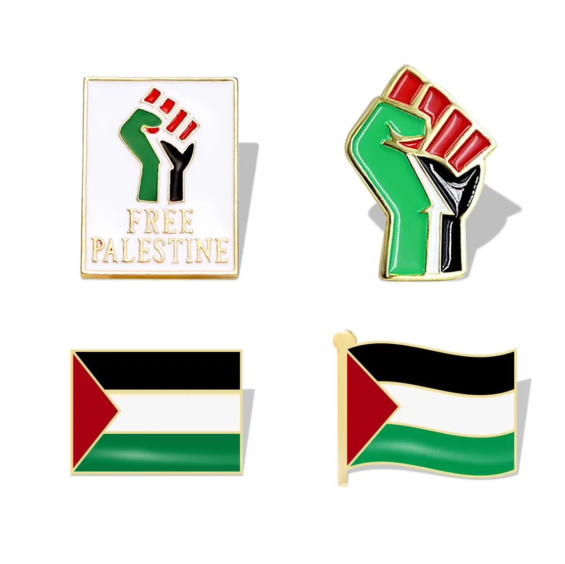 Wholesale Metal Free Palestinian Fist Flag Badge Palestine Brooch