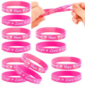 Custom wholesale silicone wristbands gifts pink wrist bands breast cancer awareness products bracelet
