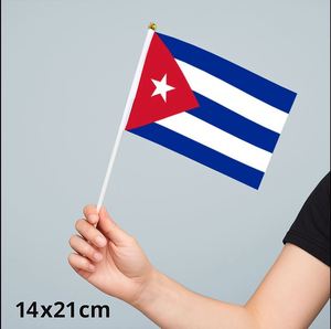 Drapeau à main personnalisé en polyester 14x21cm du Cuba, imprimé, anti-plis, pour défilés, célébrations et événements sportifs - Product Image 2