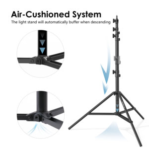 RAUBAY Soporte de Luz Negro de 3 Metros con Amortiguación de Aire, Soporte de Luz de Fotografía de Aluminio Resistente Ajustable, Trípode de Iluminación de Estudio - Product Image 3