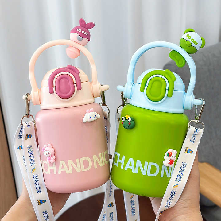 Cartoon Cute Water Bottle - 550ml Leak Proof Double Wall Cup