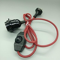 Juego de Cable Trenzado para Lámpara con Enchufe AU, Portalámparas E27 con Interruptor Regulador de Intensidad y Anillo de Fijación para Lámpara Colgante Vintage
