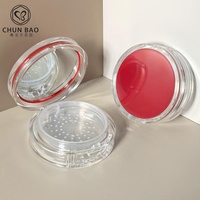 Boîte à poudre libre en plastique transparent personnalisée, étui compact rond pour cosmétiques, miroir pour l'emballage de poudre de maquillage