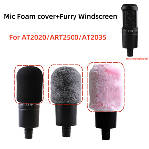 Per Audio <span class=keywords><strong>Technica</strong></span> AT2020 AT2035 ART2500 copertura parabrezza 1/2 pz microfono schiuma Pop filtro con connettore XLR antivento pelliccia artificiale - Product Image 2