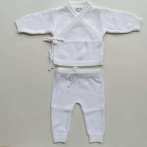 Ensemble tricoté pour nouveau-nés : Manteau et <span class=keywords><strong>pantalon</strong></span> en coton, Kimono et <span class=keywords><strong>pantalon</strong></span>, Ensemble 2 pièces, <span class=keywords><strong>Tenue</strong></span> en tricot pour bébé - Product Image 5