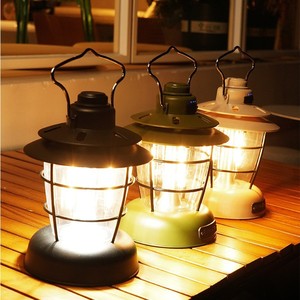 Retro <b>Lantern</b> LED Rechargeable Camping Light Outdoor Emergency Tent <b>Lamp</b> Dark Green Black Off White - Product Image 2