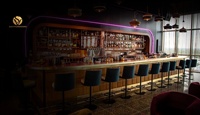 Conception d'intérieur de bar lounge Speakeasy, comptoir de bar moderne pour club, fabrication sur mesure de mobilier de bar à cocktails et whisky